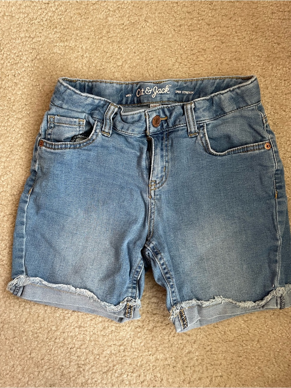 Cat & Jack Light Blue Denim Girls Super Stretch Midi Shorts